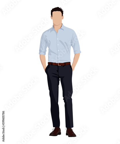 A man in a business suit on a white background. Vector illustration in flat style