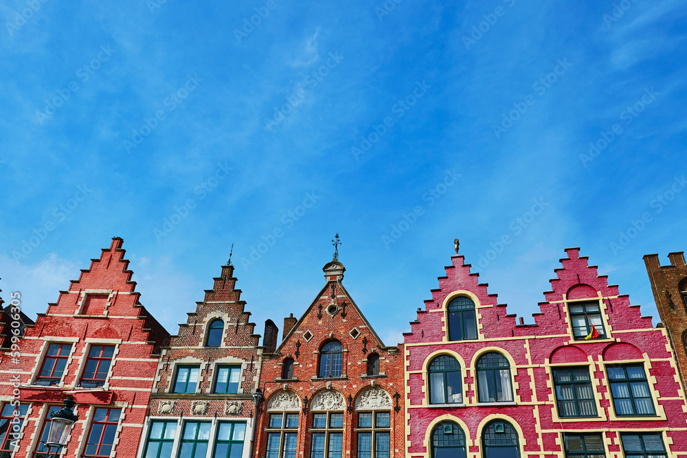 Medieval buildings on Grote Markt square in Brugge, Belgium