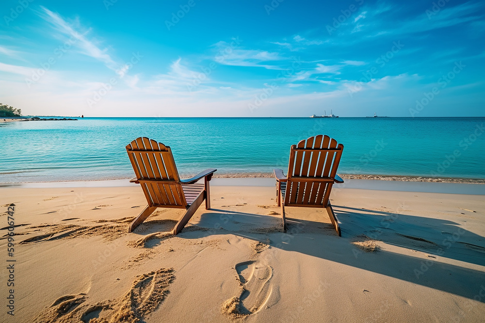 beach chairs on the beach, AI Generated
