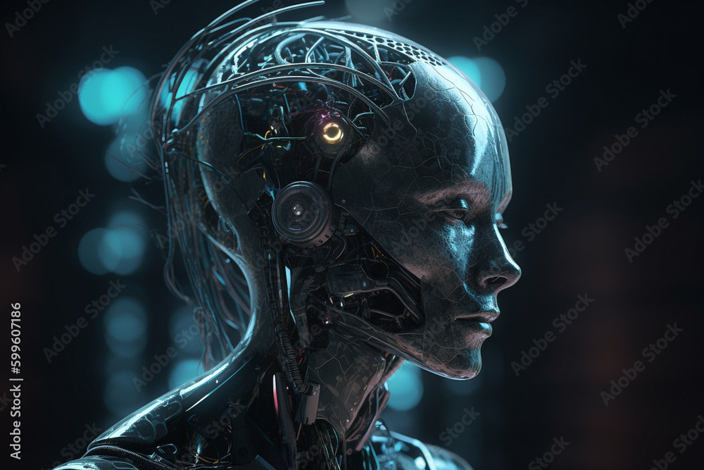 Android or robot with artificial intelligence. Generative AI Android or robot with artificial intelligence. Generative AI