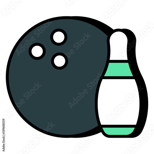 Skittles with ball showcasing concept of bowling game
