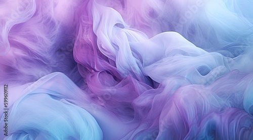 Swirl of light and smoke, blue and purple smooth motion of flow. Generative Ai.