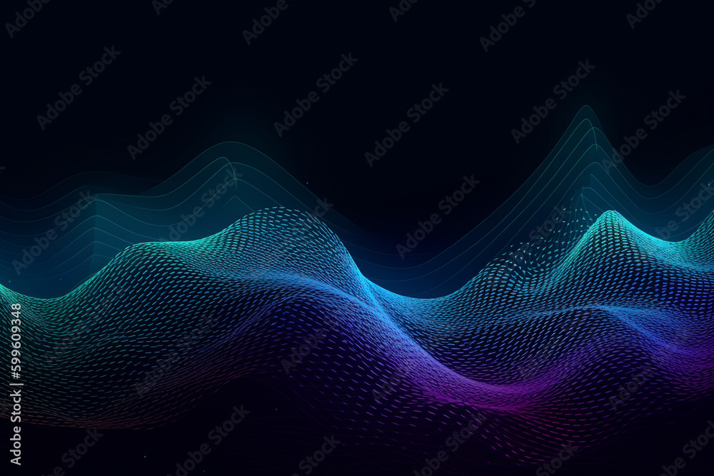 Colorful gradient waves made from lines and dots. Generative AI Colorful gradient waves made from lines and dots. Generative AI