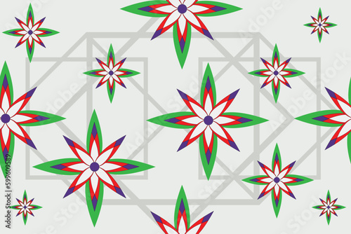 Seamless abstract geometric flower pattern. Vector Illustration.