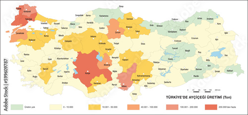 Turkey Sunflower Production Map, Geography Lesson, Sunflower in Turkey, Turkey Map, map, geography