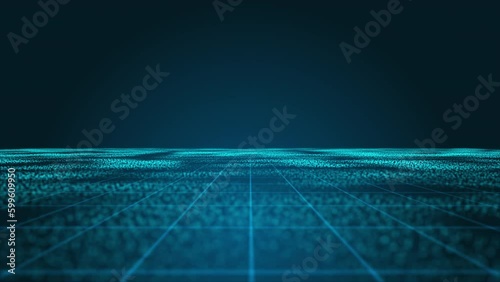 Blue Grid and Blur Particle Motion Graphic Background