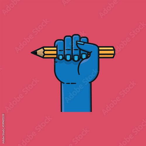 Fist holding pencil  vector illustration for Writers rights Day on June 9