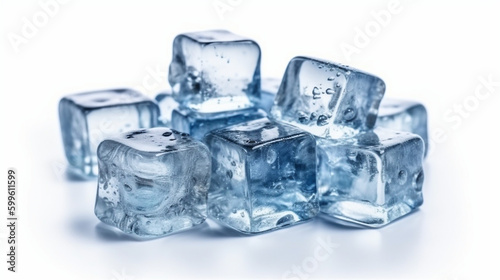Ice cubes isolated on white background Ai generated image