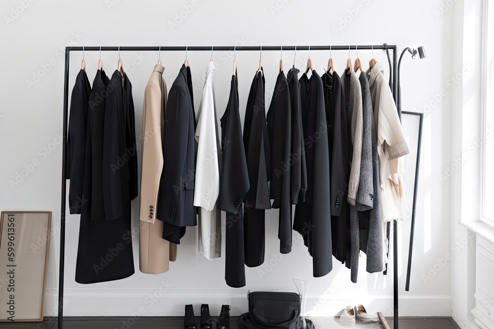 minimalist wardrobe inspiration, with mix of classic and modern pieces, created with generative ai minimalist wardrobe inspiration, with mix of classic and modern pieces, created with generative ai