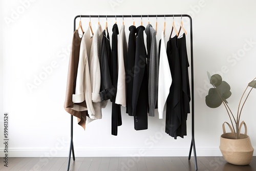 minimalist wardrobe with variety of versatile, comfortable pieces to create different looks, created with generative ai