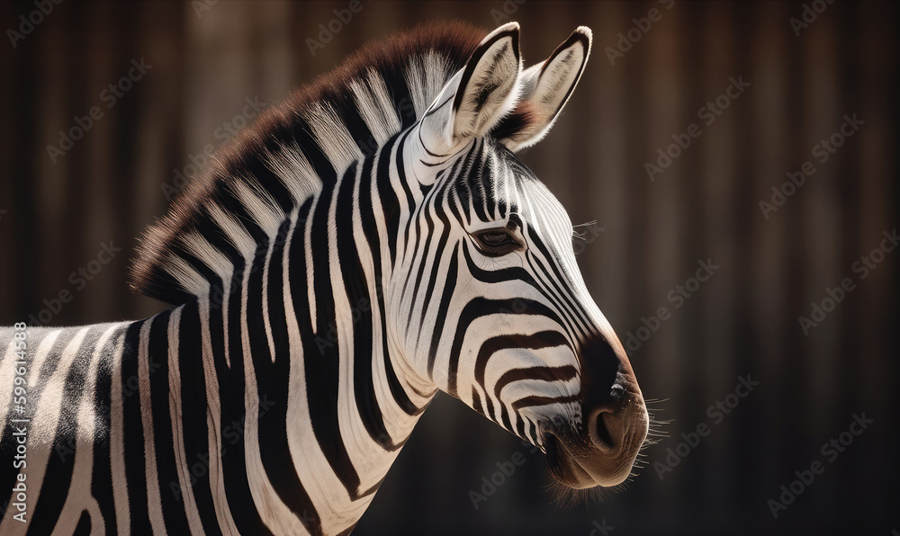 Fototapeta premium Close-up portrait of a zebra. Generative AI