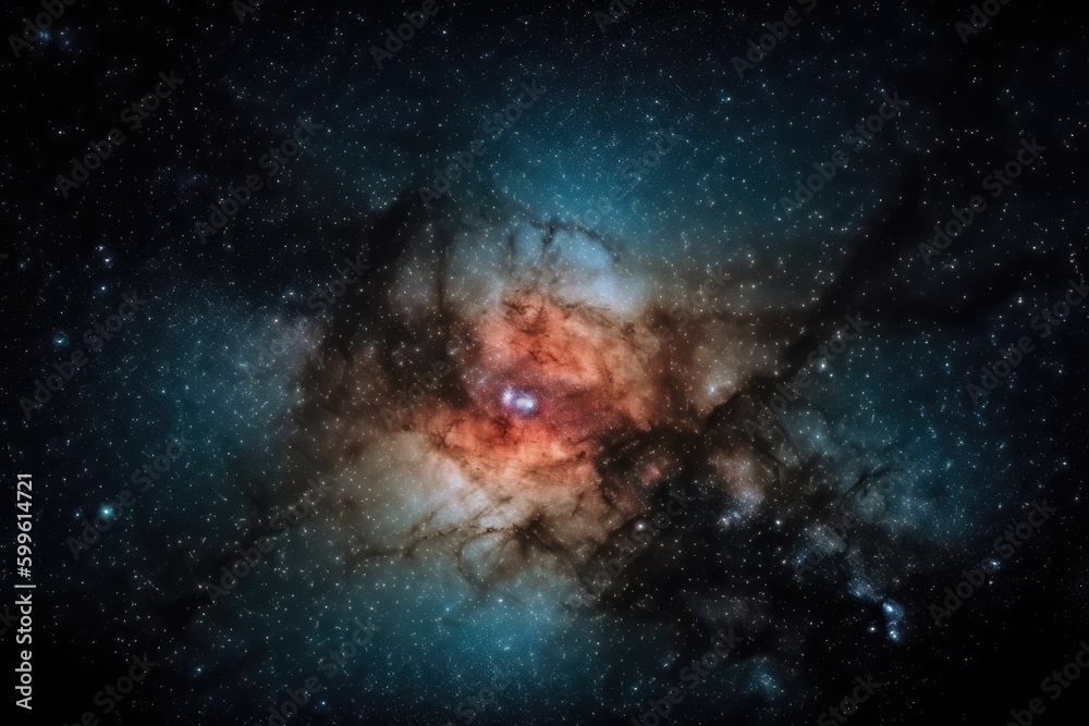 Fototapeta premium close-up of galaxy and nebula formation, with stars shining brightly, created with generative ai