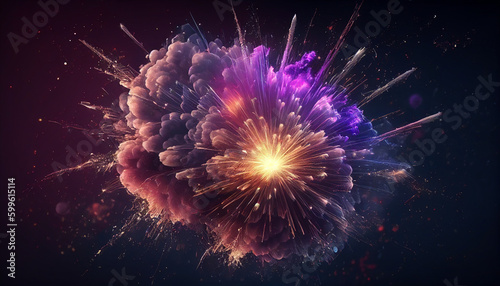 Fireworks in the night sky, firework explosions background, Generative AI