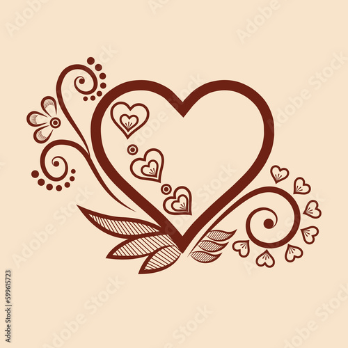 Vector illustration of traditional indian henna mehndi floral ornament design	