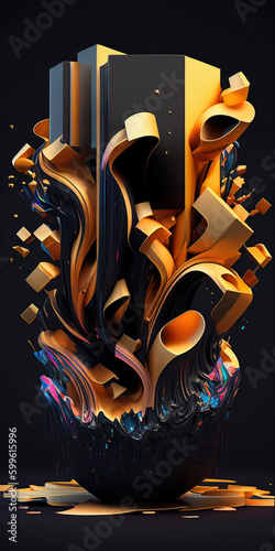 abstract Interwoven colorful shapes and structure, dynamic colorful filaments, ai generated
