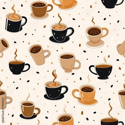 simple and stylish coffee cups to fit minimalist coffee shop aesthetic background seamless pattern
