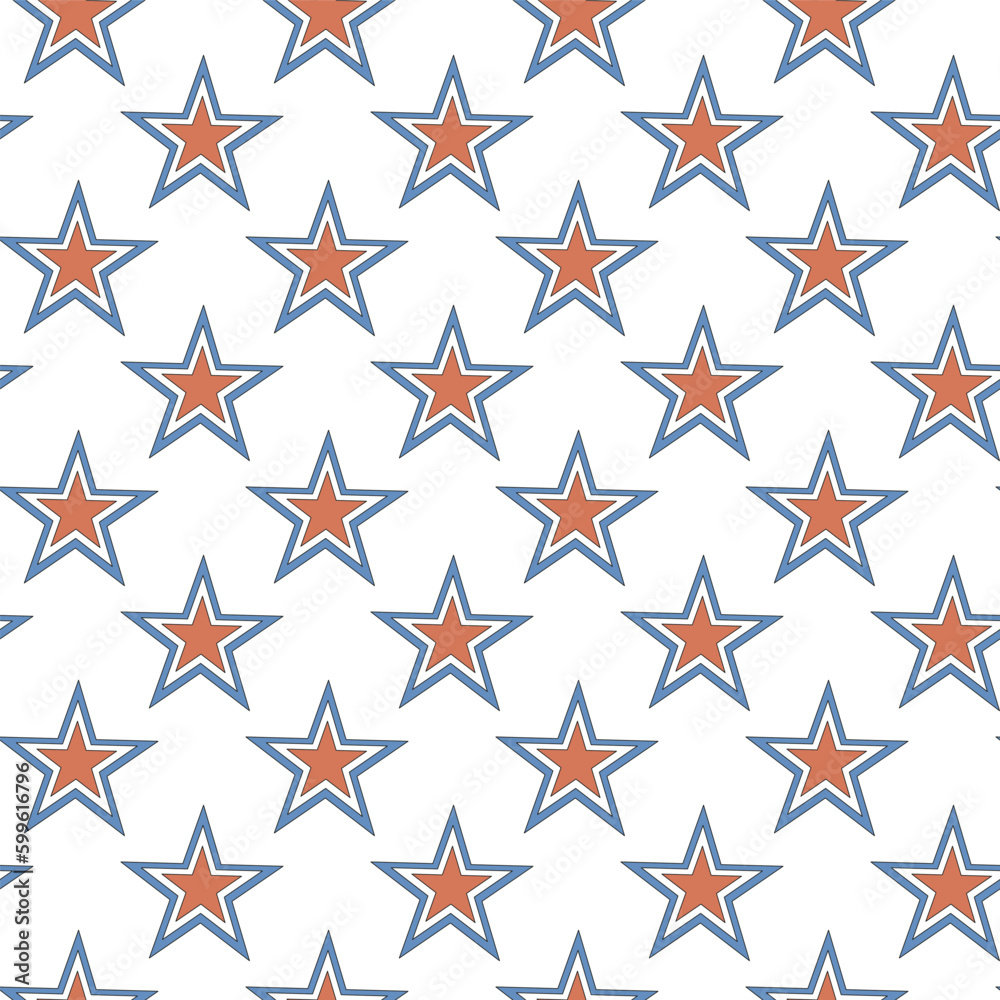 American stars minimalistic vector seamless pattern. Patriotic USA Independence Day background. 4th of July surface design for packaging, scrap book, textile, card making American stars minimalistic vector seamless pattern. Patriotic USA Independence Day background. 4th of July surface design for packaging, scrap book, textile, card making