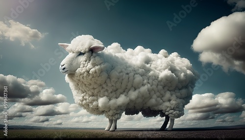 sheep animal shaped cloud generative ai design illustration