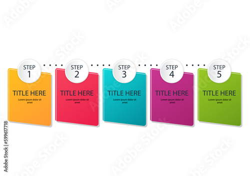 Business infographic thin line process with square template. Vector illustration. Timeline processes with 5 options, steps or parts. Infographic for Business vector.