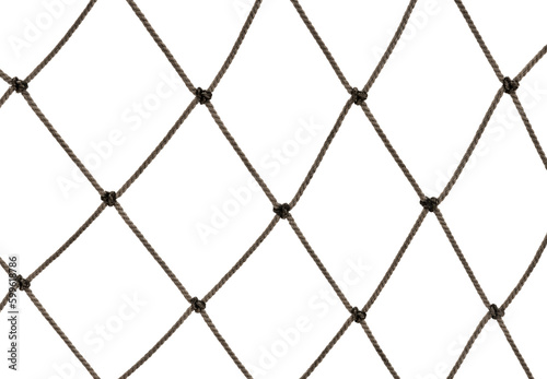 Football or tennis net. Rope mesh on a white background close-up