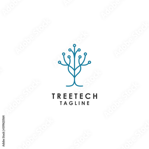 Tree tech logo design icon vector
