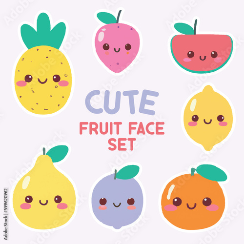 set of cartoon fruit