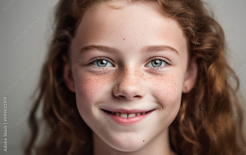 Fototapeta premium Portrait of a beautiful bright child. Generative AI