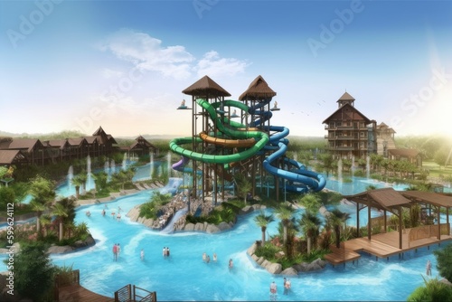 Canvastavla water park with tall slide and long drop, bringing thrill to all who dare to rid