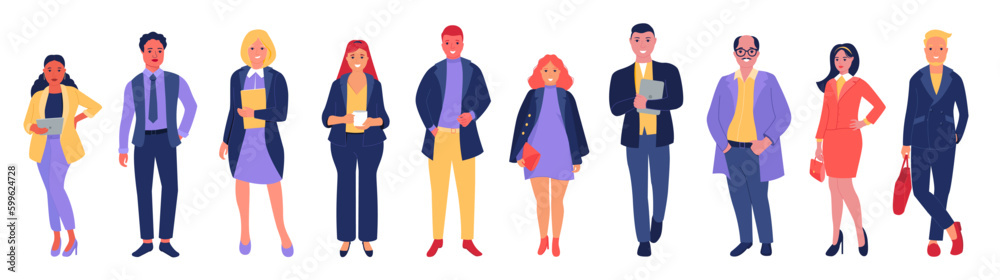 Business people team collection. Men and women of various races set.