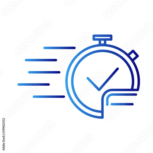 Quick response business management icon with blue gradient outline style. flat, concept, support, service, message, isolated, fast. Vector Illustration