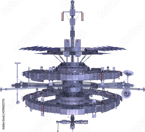 Fototapeta Naklejka Na Ścianę i Meble -  sci fi space station 3d render hq cutout