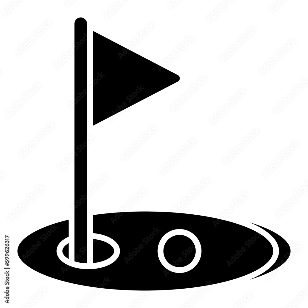 Flag with ball denoting concept of golf course Flag with ball denoting concept of golf course