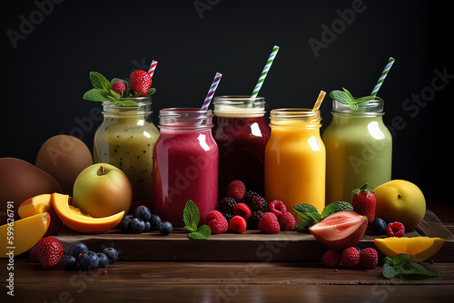 Delicious fruit juice. AI technology generated image