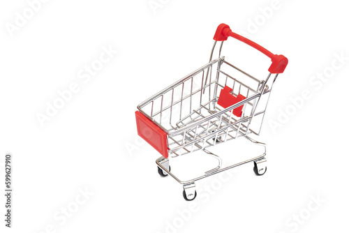 grocery cart on isolated white background. the concept of shopping goods.