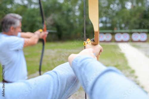 Canvas Print the view of an archers bow