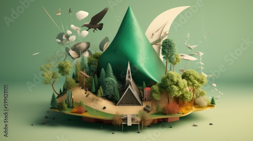 Environmental Sustainability: Figurative metaphor imagery with apparent visual ordering. Generative Ai