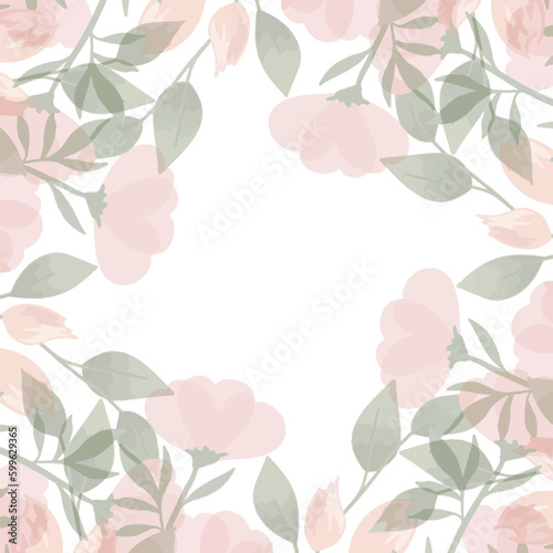  Floral frame in vector style. Wild and bright flowers for background, texture, pattern, frame or borders. Floral frame of field and wild flowers. Beautiful lily in the background. Vector