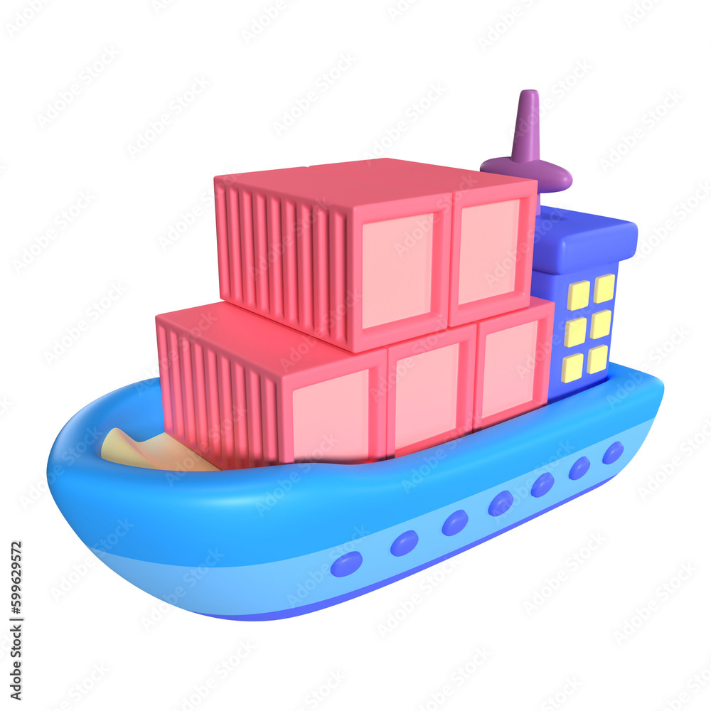 Obraz premium Cargo Ship 3D Illustration Icon