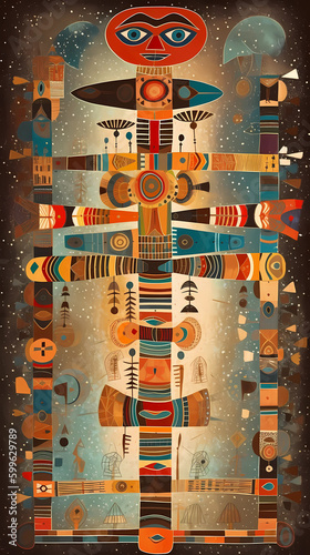 Teot Collection · Totem Pole Illustrations · Tribal Art · Ancestral, Ritual, Mythology · Folklore Art