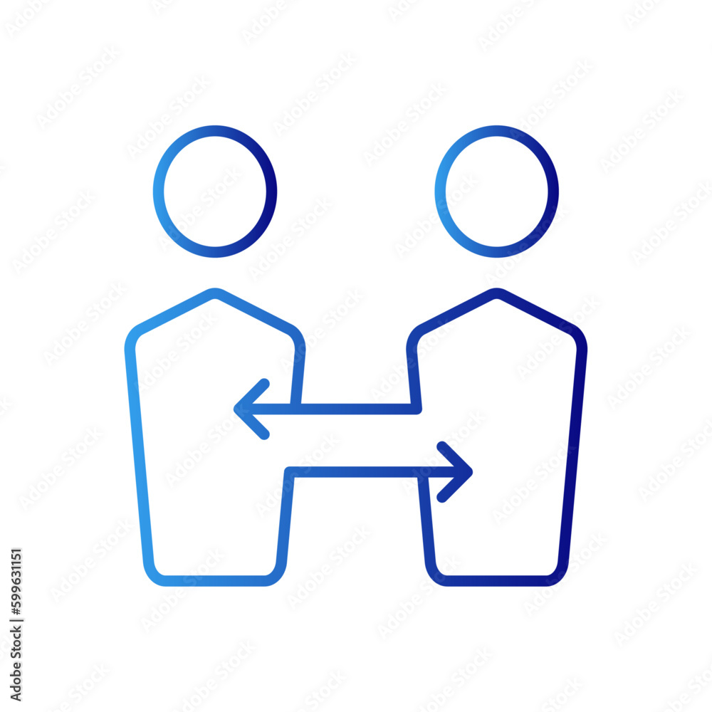 Interaction teamwork icon with blue gradient outline style. website, group, teamwork, interface, team, technology, partnership. Vector Illustration Interaction teamwork icon with blue gradient outline style. website, group, teamwork, interface, team, technology, partnership. Vector Illustration
