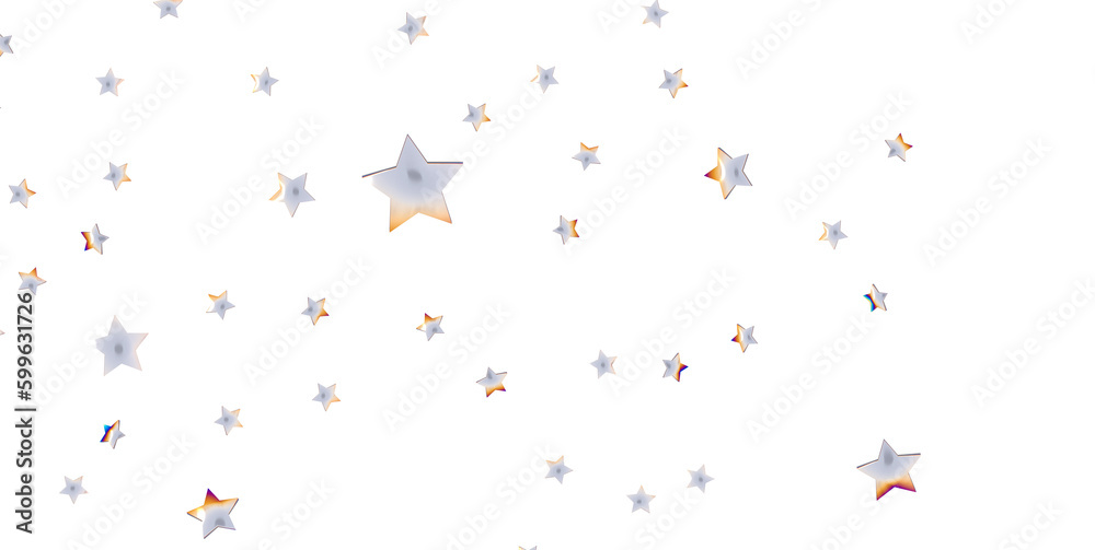 Obraz premium Silver stars border 3d - png transparent
