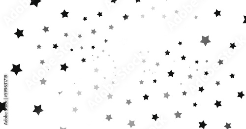 Silver star of confetti. Falling stars on a white background. Illustration of flying shiny stars. - png transparent