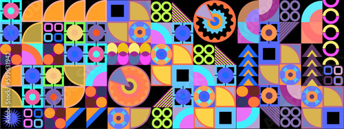 Vector flat colorful colourful geometric shapes background