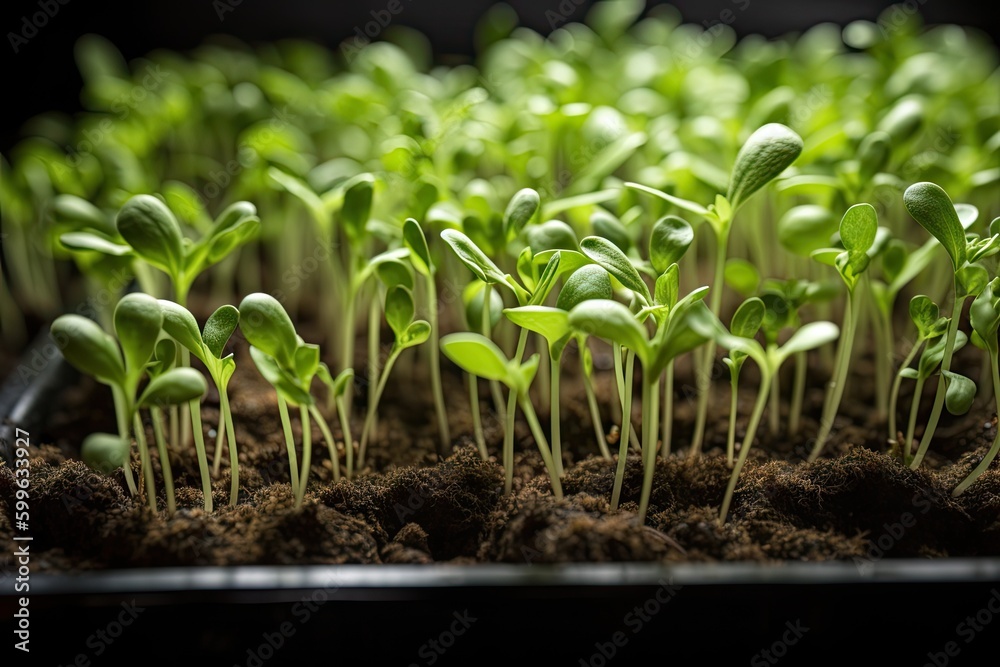 close-up of sprouting seedlings, bursting with new life, created with generative ai close-up of sprouting seedlings, bursting with new life, created with generative ai