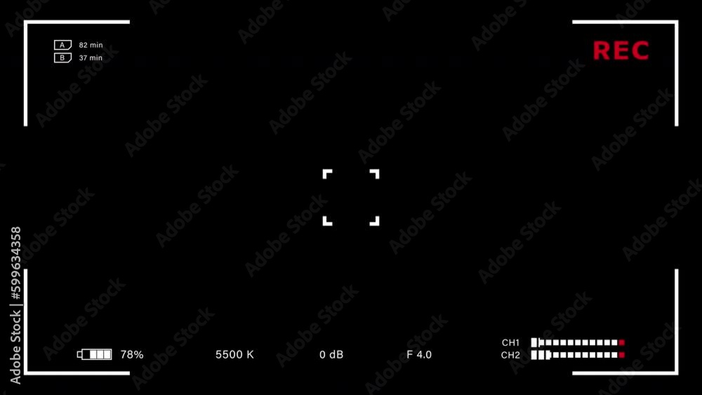General camera overlay to put over your shot footage. Easy to use, transparant 4K video inspired on real camera recorder screens.