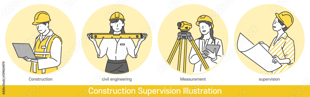 illustrations of safety management and supervision of workers in construction site interior, construction, civil engineering, and construction management illustrations of safety management and supervision of workers in construction site interior, construction, civil engineering, and construction management