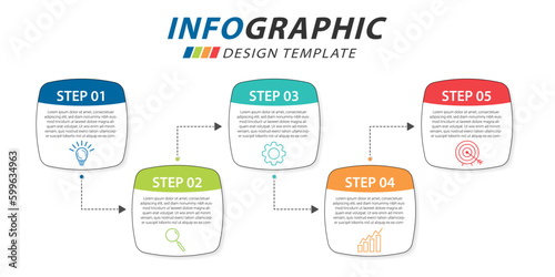 Timeline Creator infographic template. 5 Step timeline journey, calendar flat simple infographics design template. presentation graph. Business concept with 5 options, vector illustration.