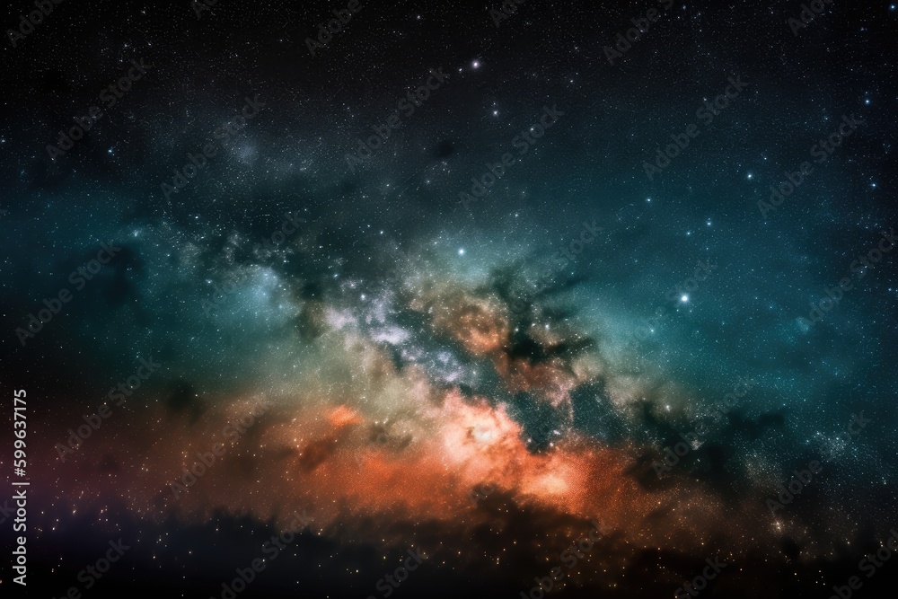 close-up of galaxy and nebula formation, with stars shining brightly, created with generative ai