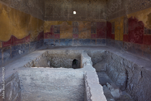 Casa del Menandro, a large high-ranking family house  in the archaeological site of Pompei, Italy	 photo