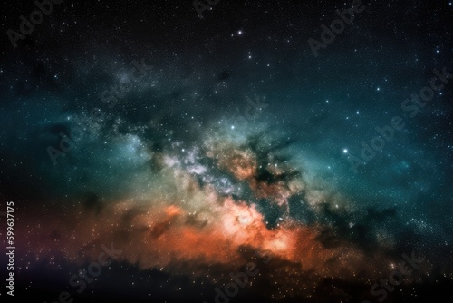 close-up of galaxy and nebula formation  with stars shining brightly  created with generative ai